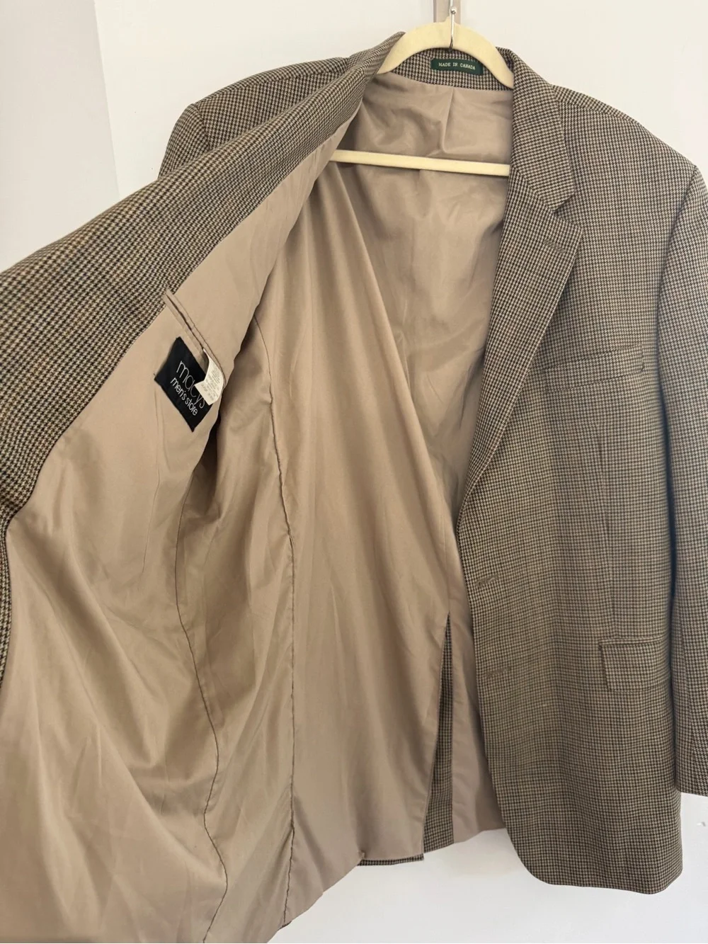 Lauren Ralph Lauren men’s 46L brown black tan lined wool houndstooth blazer